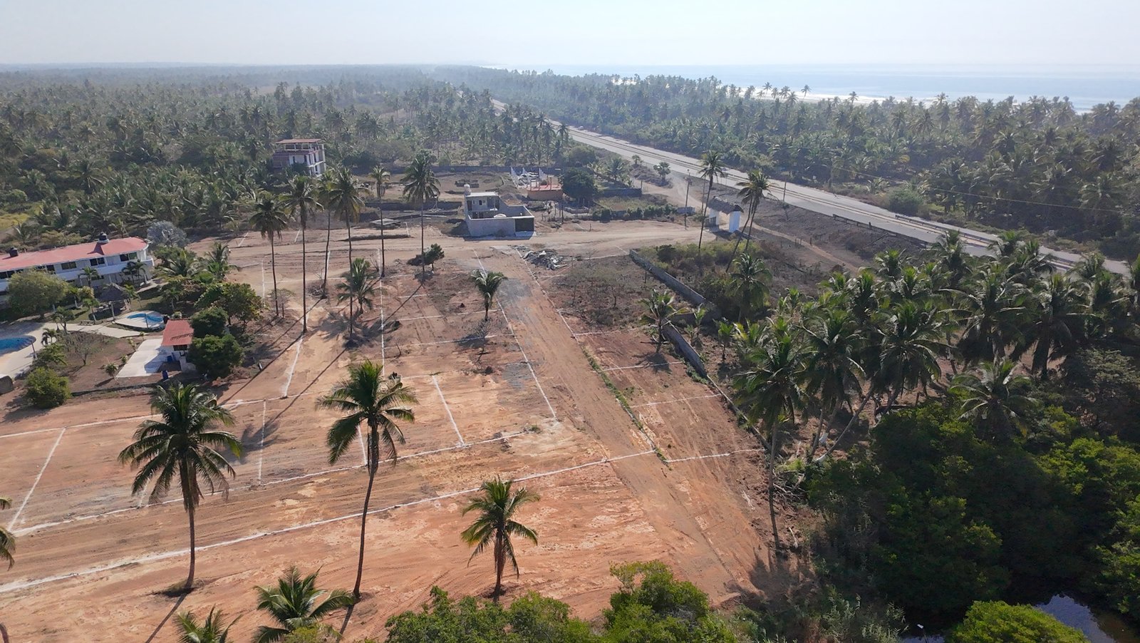 Aerial view of leveled plots